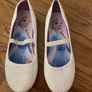H&M Elsa Frozen White Sparkly Shoes Size Eur 34 (3/3.5)